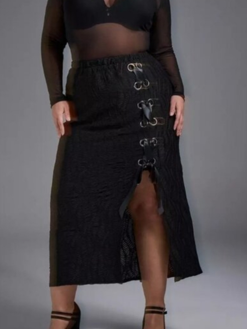 Nightfall By Torrid Lace-Up Maxi Skirt Size 00 NWT
